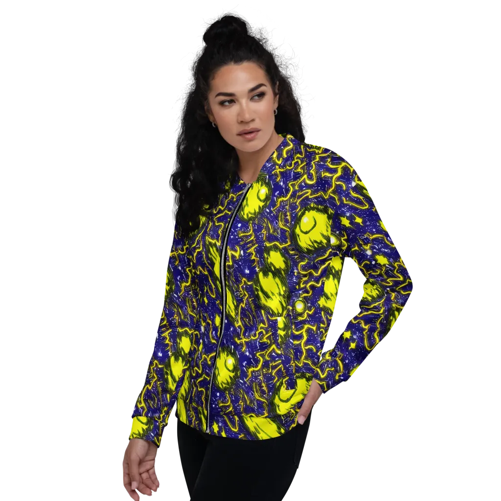 Neon Comet Riot on Bomber Jacket — Left