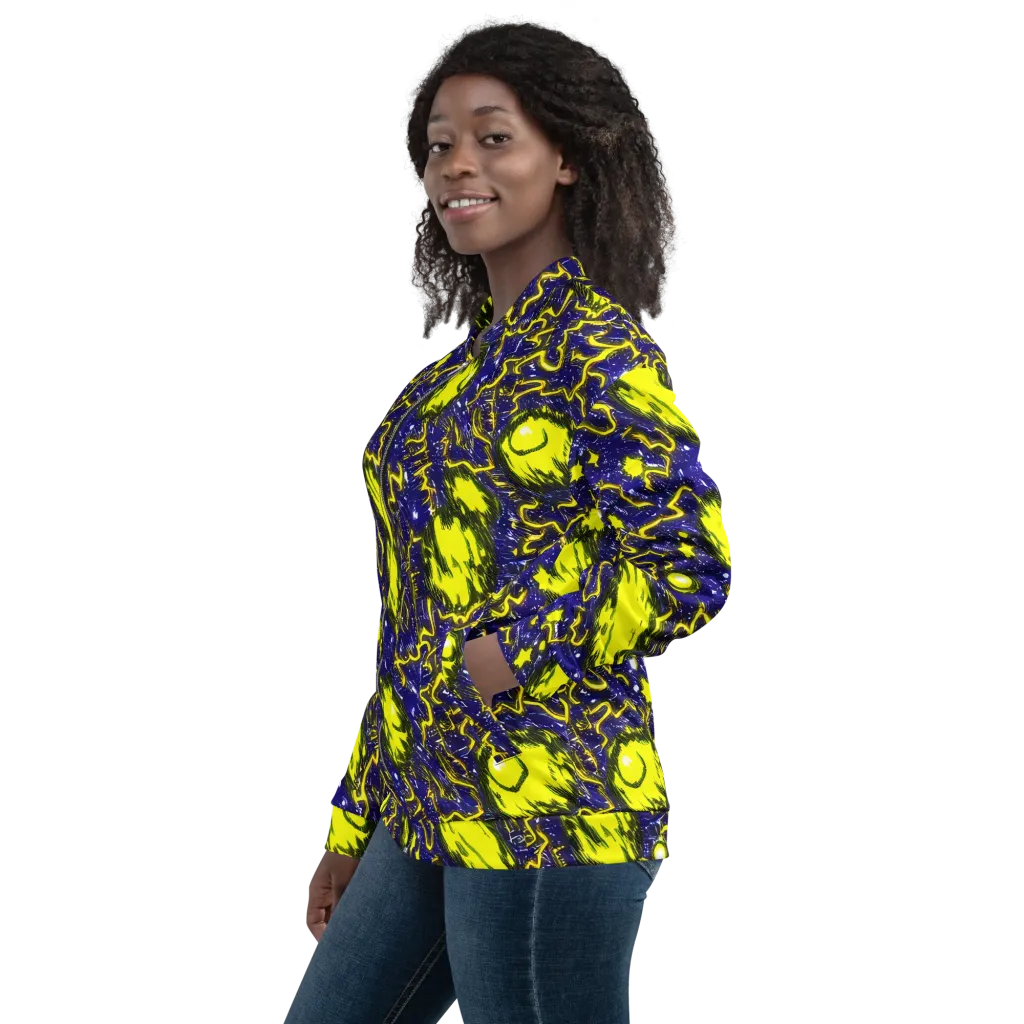 Neon Comet Riot on Bomber Jacket — Left