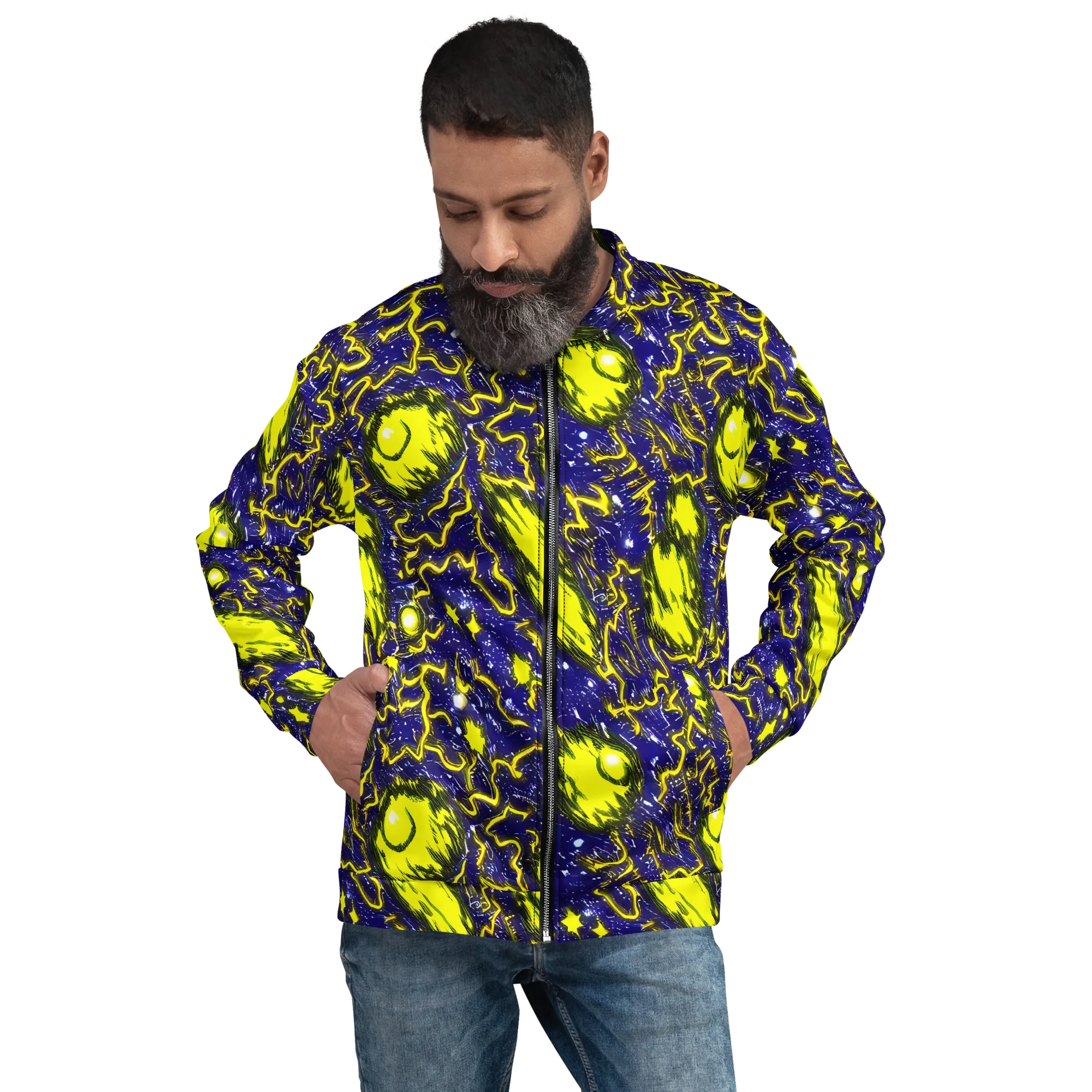Neon Comet Riot on Bomber Jacket — Front