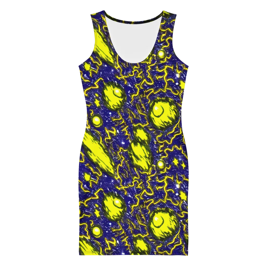 Neon Comet Riot on Bodycon Dress — Front