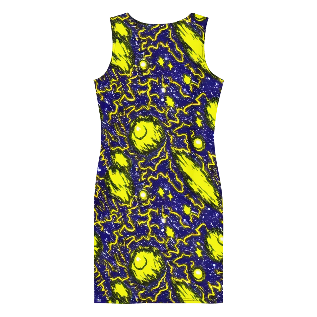 Neon Comet Riot on Bodycon Dress — Back