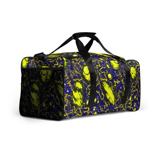 Neon Comet Riot on a Duffle Bag