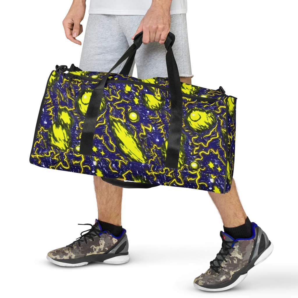 Neon Comet Riot on Duffle Bag — Front