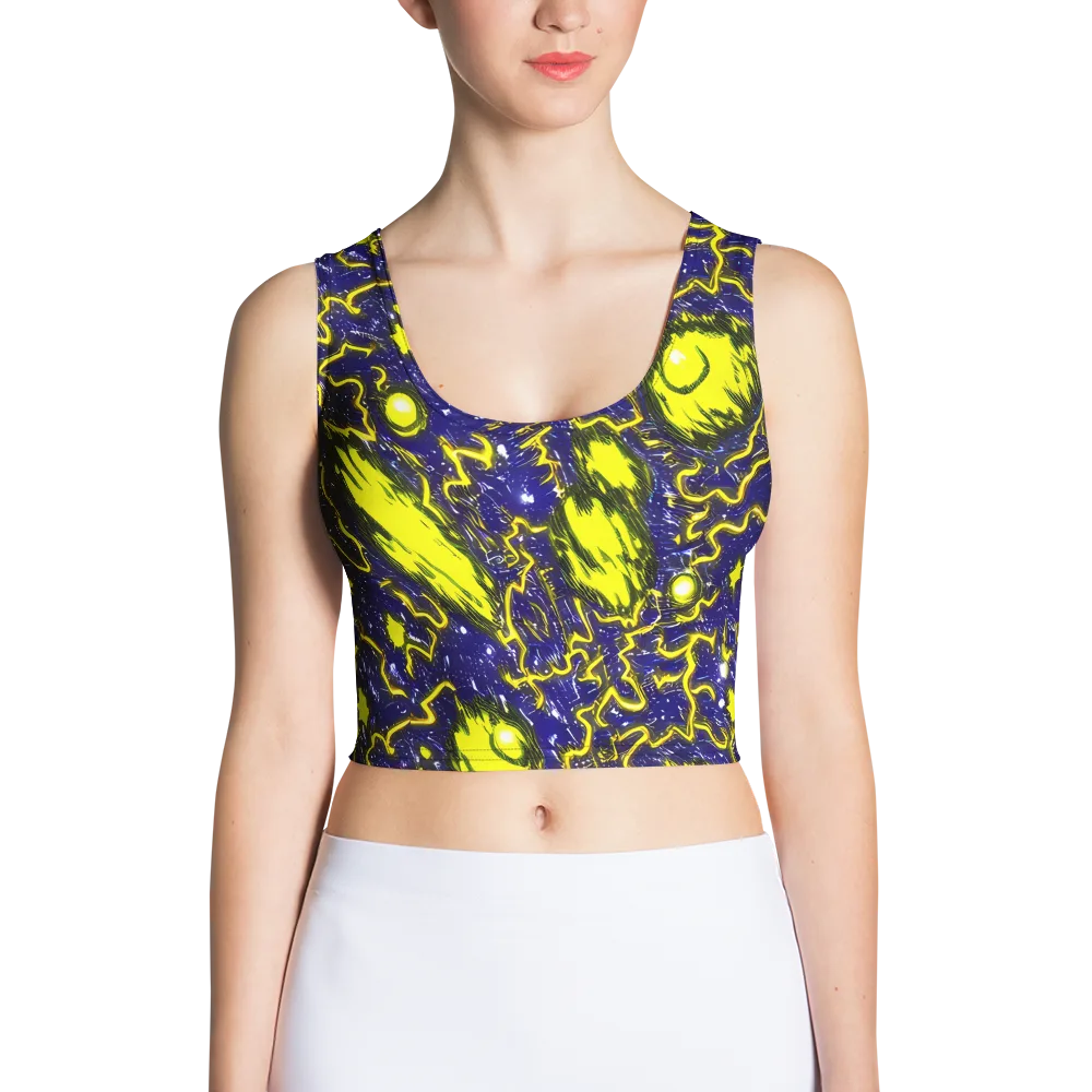 Neon Comet Riot on Crop Top — Front