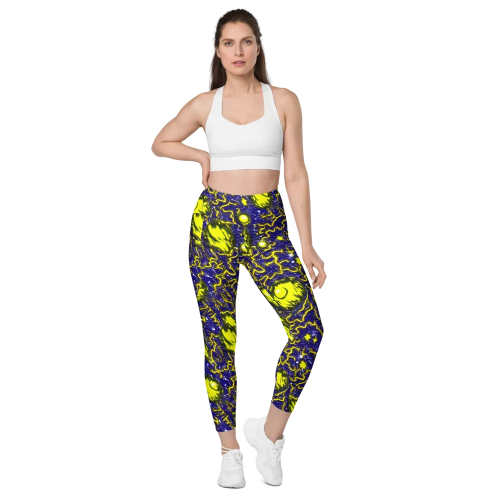 Neon Comet Riot on Leggings with Pockets — Front