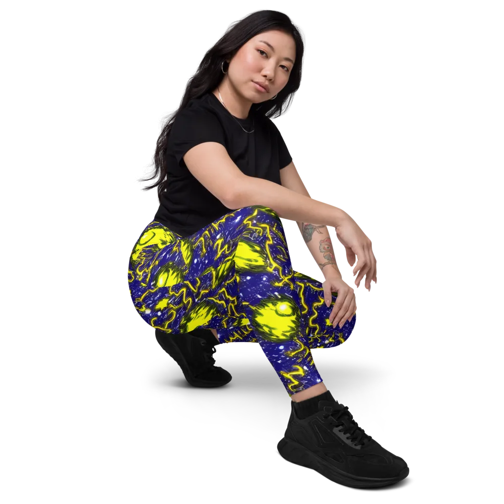 Neon Comet Riot on Leggings with Pockets — Right Front
