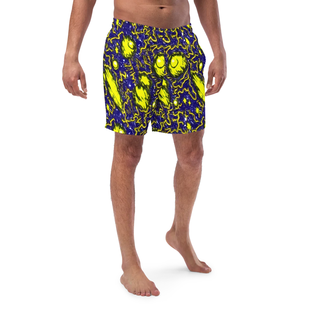 Neon Comet Riot on Swim Trunks — Front