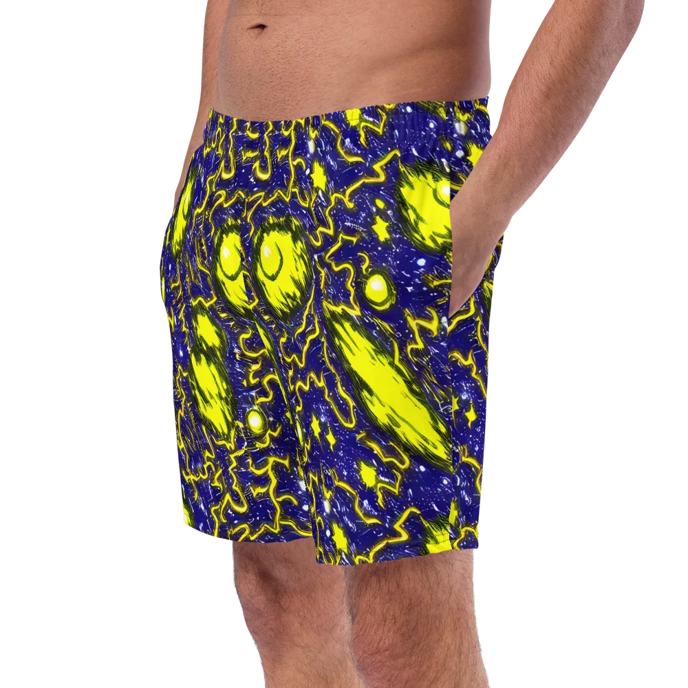 Neon Comet Riot on Swim Trunks — Left Front
