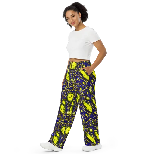 Neon Comet Riot on a Wide-Leg Pants