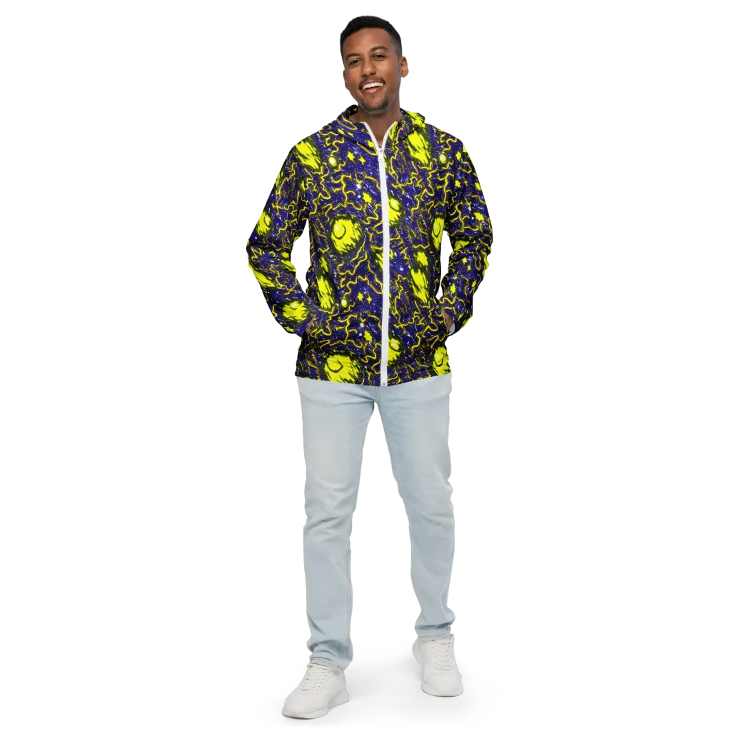 Neon Comet Riot on Men's Windbreaker — Front