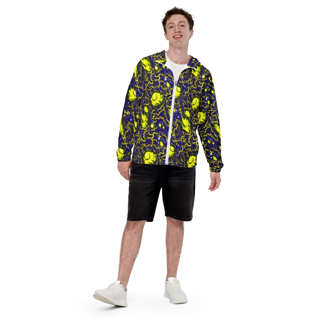 Neon Comet Riot on Men's Windbreaker — Front