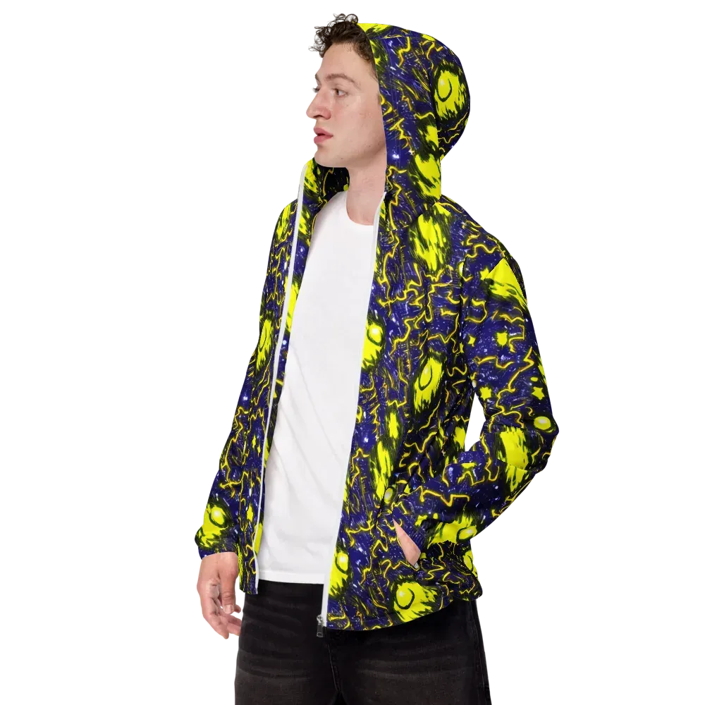 Neon Comet Riot on Men's Windbreaker — Left Front