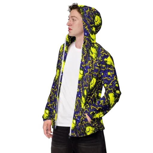 Neon Comet Riot on a Men's Windbreaker