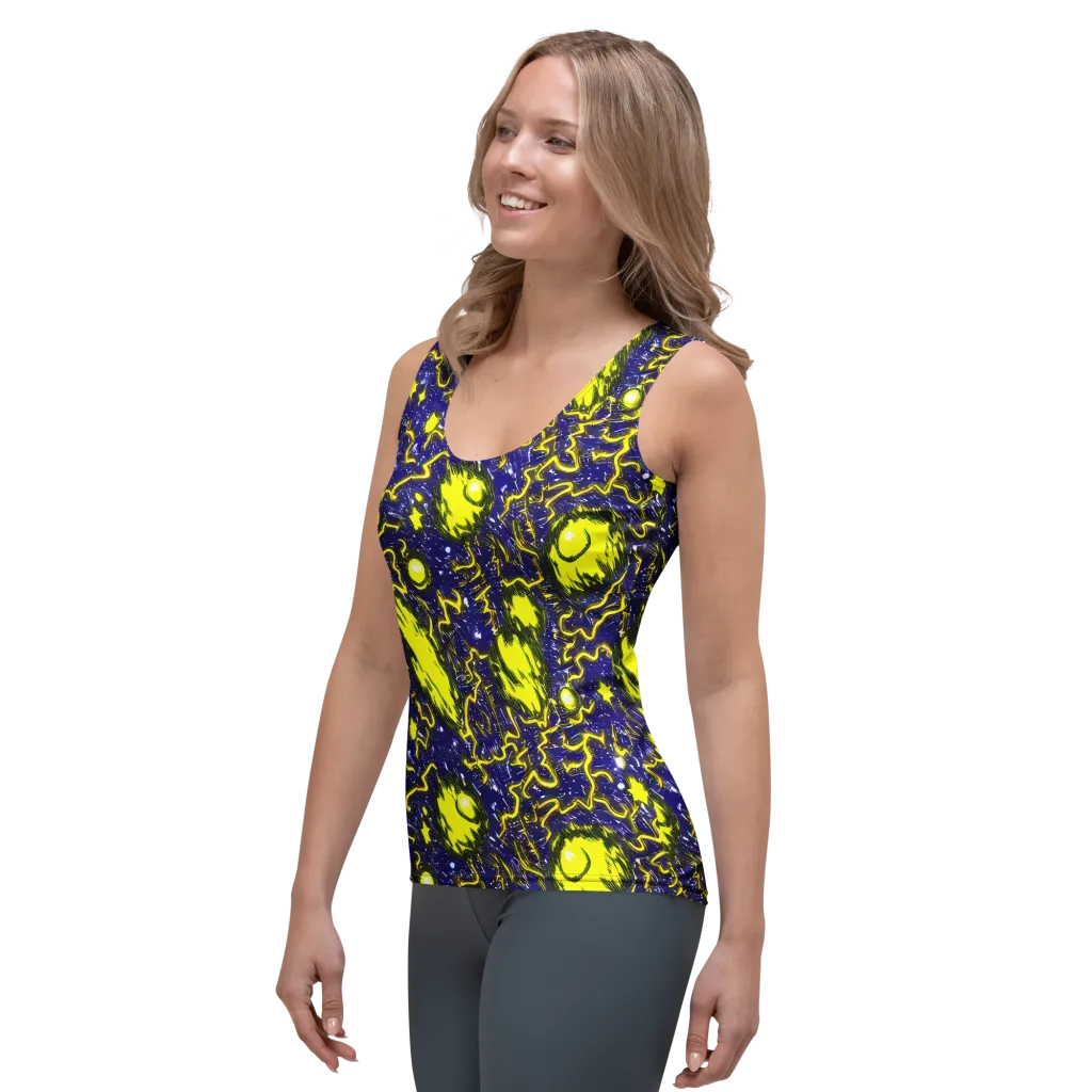 Neon Comet Riot on Women's Tank Top — Left Front