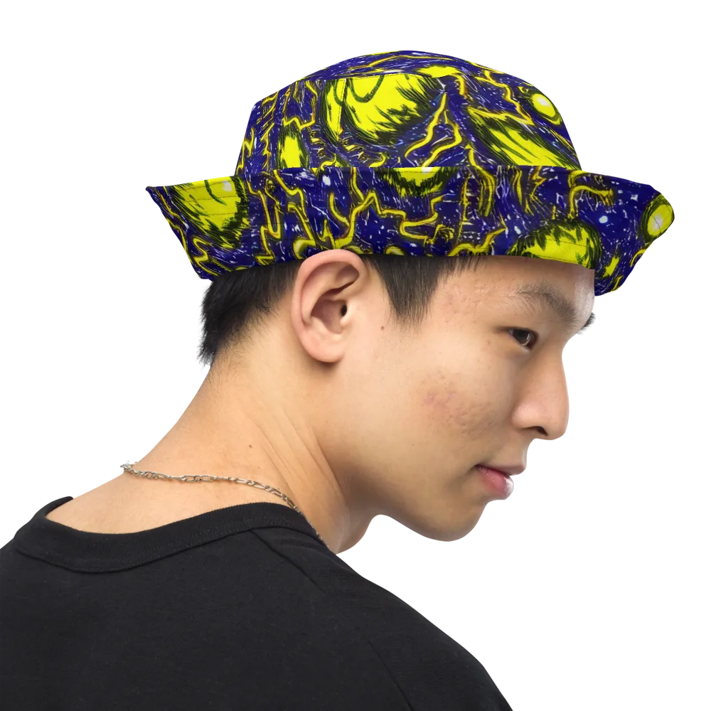 Neon Comet Riot on Reversible Bucket Hat — Right Outside