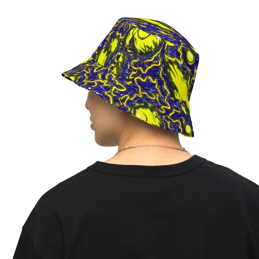 Neon Comet Riot on Reversible Bucket Hat — Back Inside