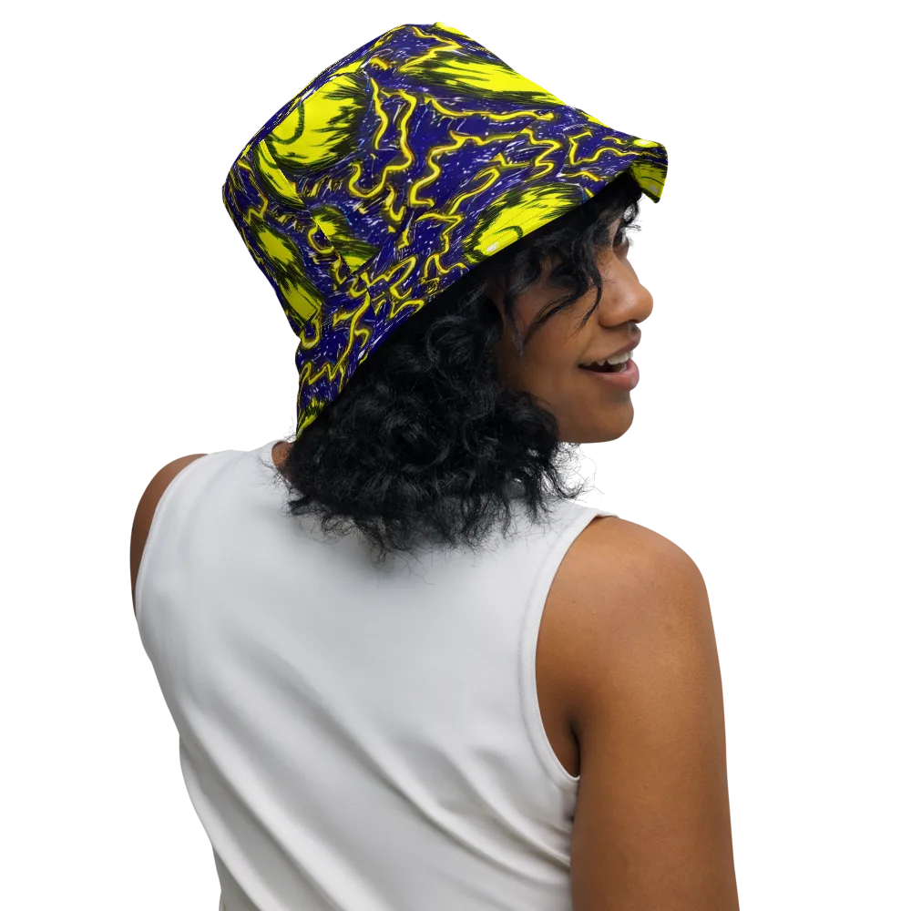 Neon Comet Riot on Reversible Bucket Hat — Right Outside