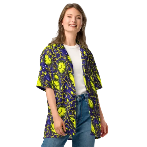 Neon Comet Riot on a Button Shirt