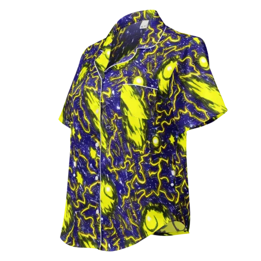 Neon Comet Riot on a Women's Short Sleeve Pajama Top