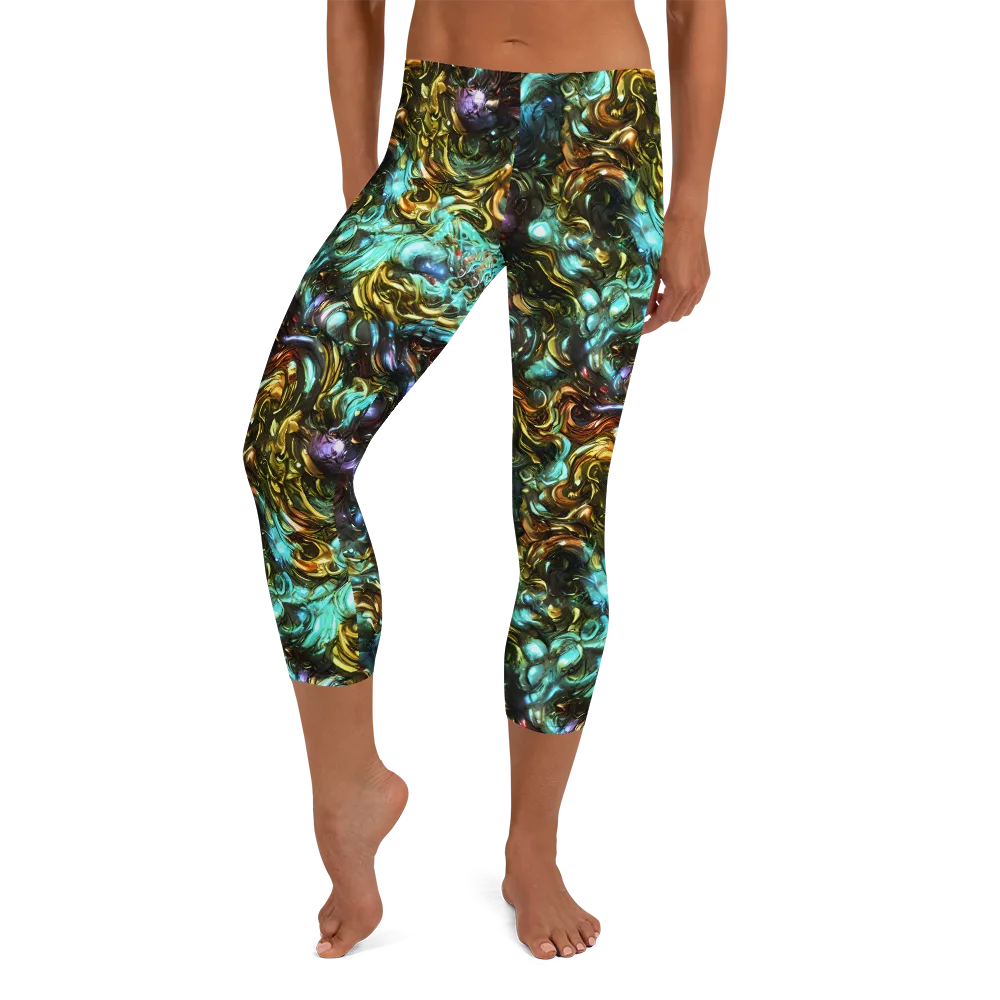 Liquid Dynasty on Capri Leggings — Front