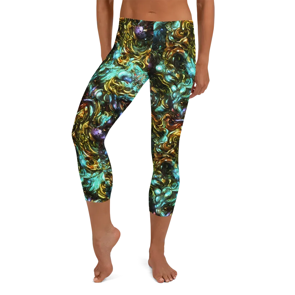Liquid Dynasty on Capri Leggings — Front