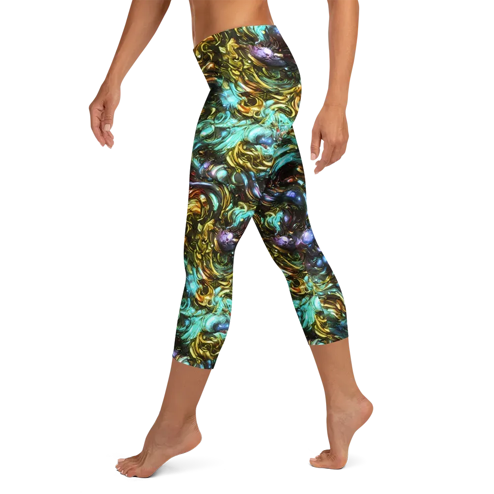 Liquid Dynasty on Capri Leggings — Left