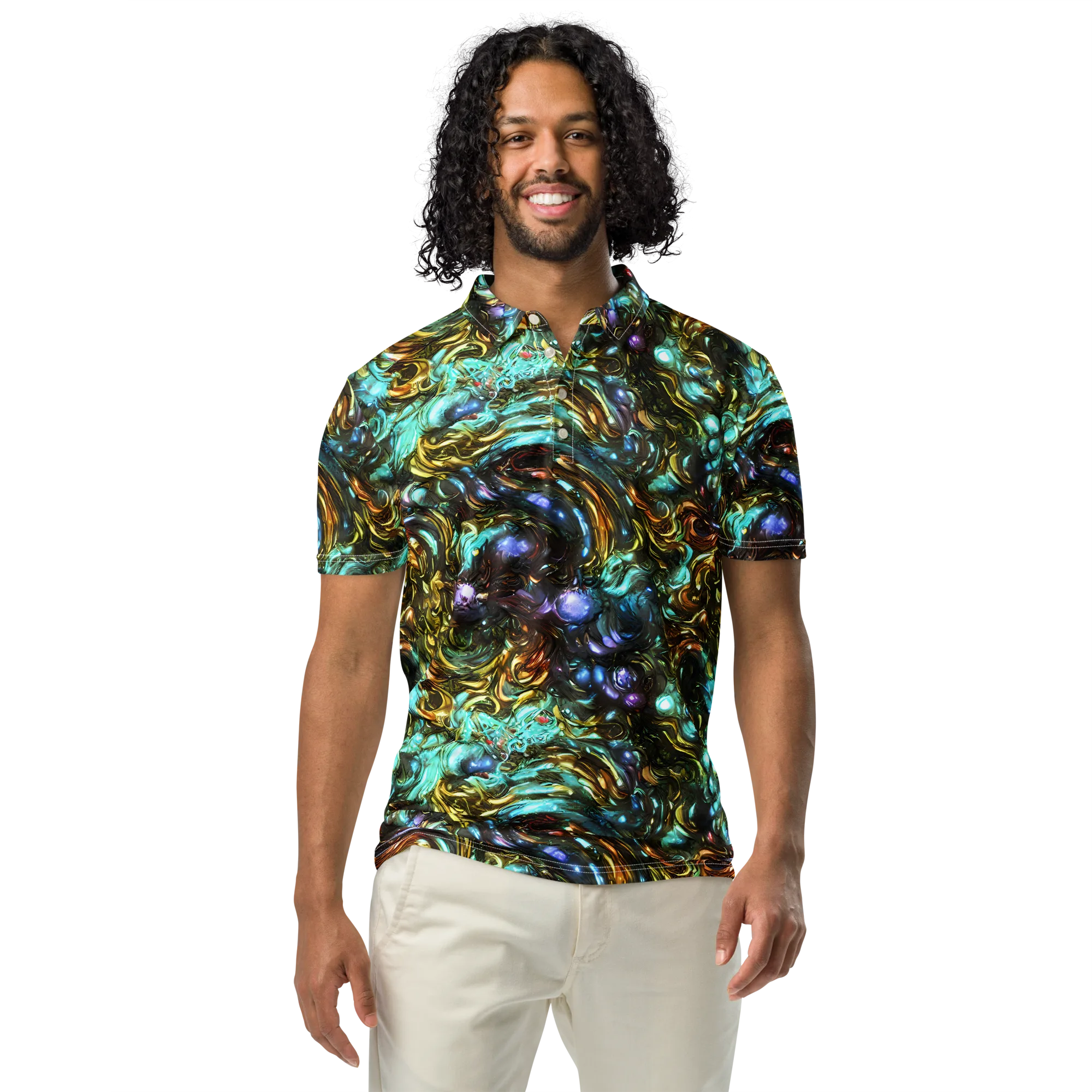 Liquid Dynasty on Men's Slim Fit Polo Shirt — Front