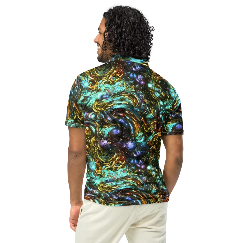 Liquid Dynasty on Men's Slim Fit Polo Shirt — Back