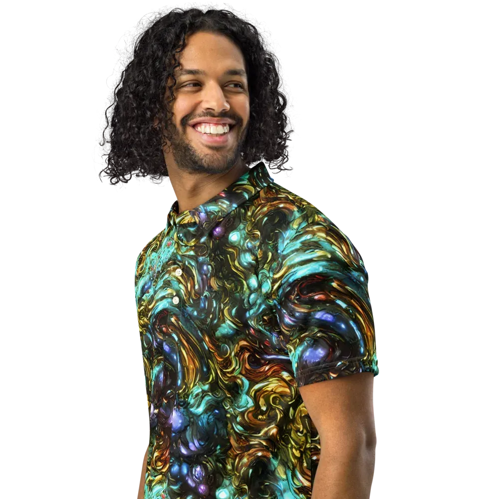 Liquid Dynasty on Men's Slim Fit Polo Shirt — Left Front