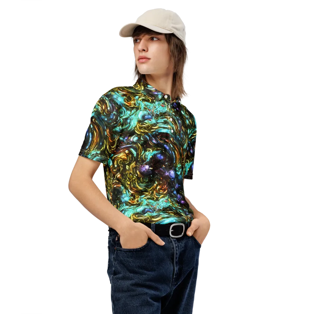 Liquid Dynasty on Men's Slim Fit Polo Shirt — Right Front