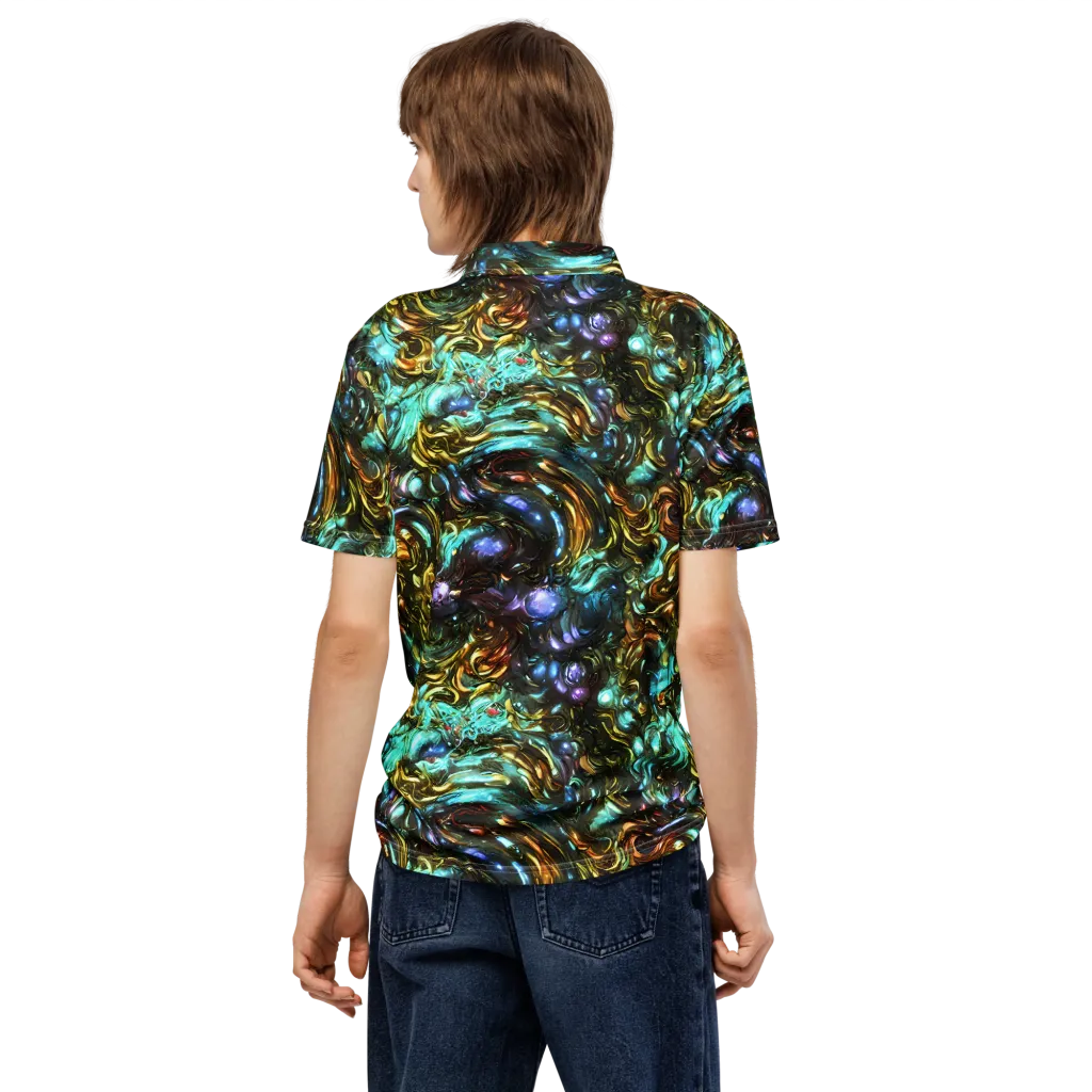 Liquid Dynasty on Men's Slim Fit Polo Shirt — Back