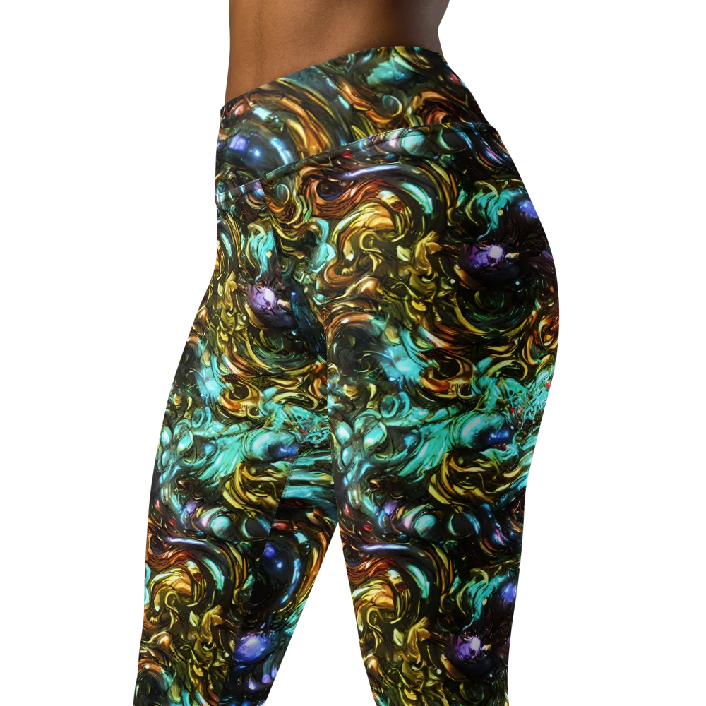 Liquid Dynasty on Yoga Leggings — Left Front