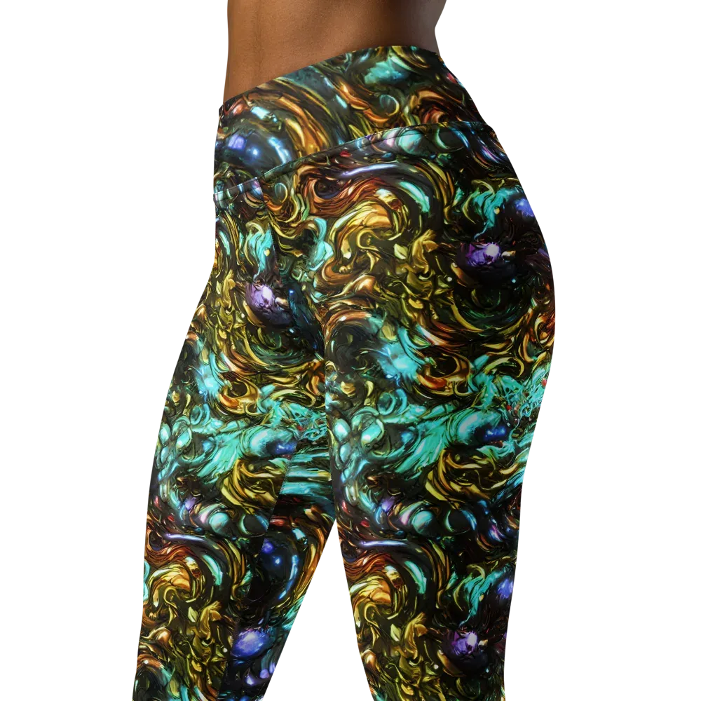 Liquid Dynasty on Yoga Leggings — Left Front