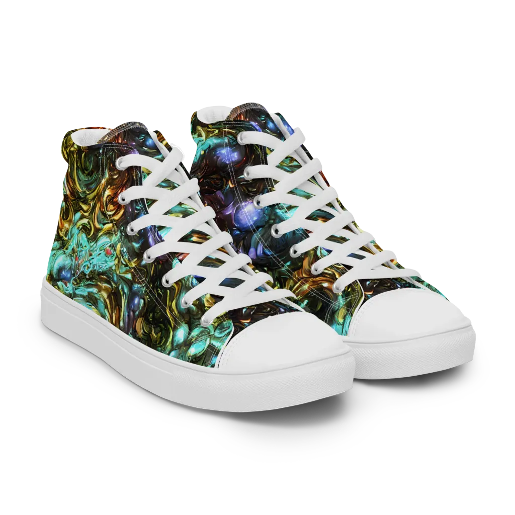 Liquid Dynasty on Men's High Top Canvas Shoes — Right Front