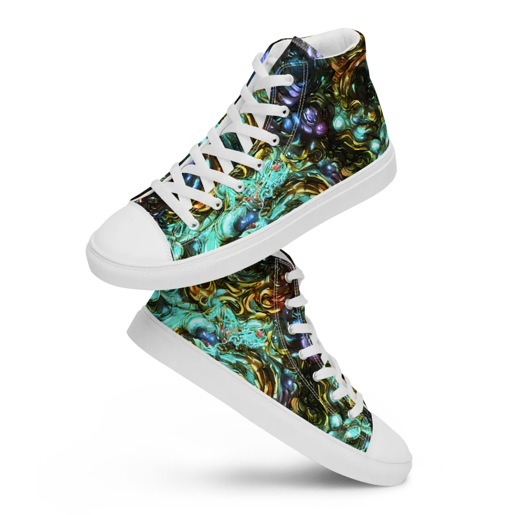 Liquid Dynasty on Men's High Top Canvas Shoes — Front