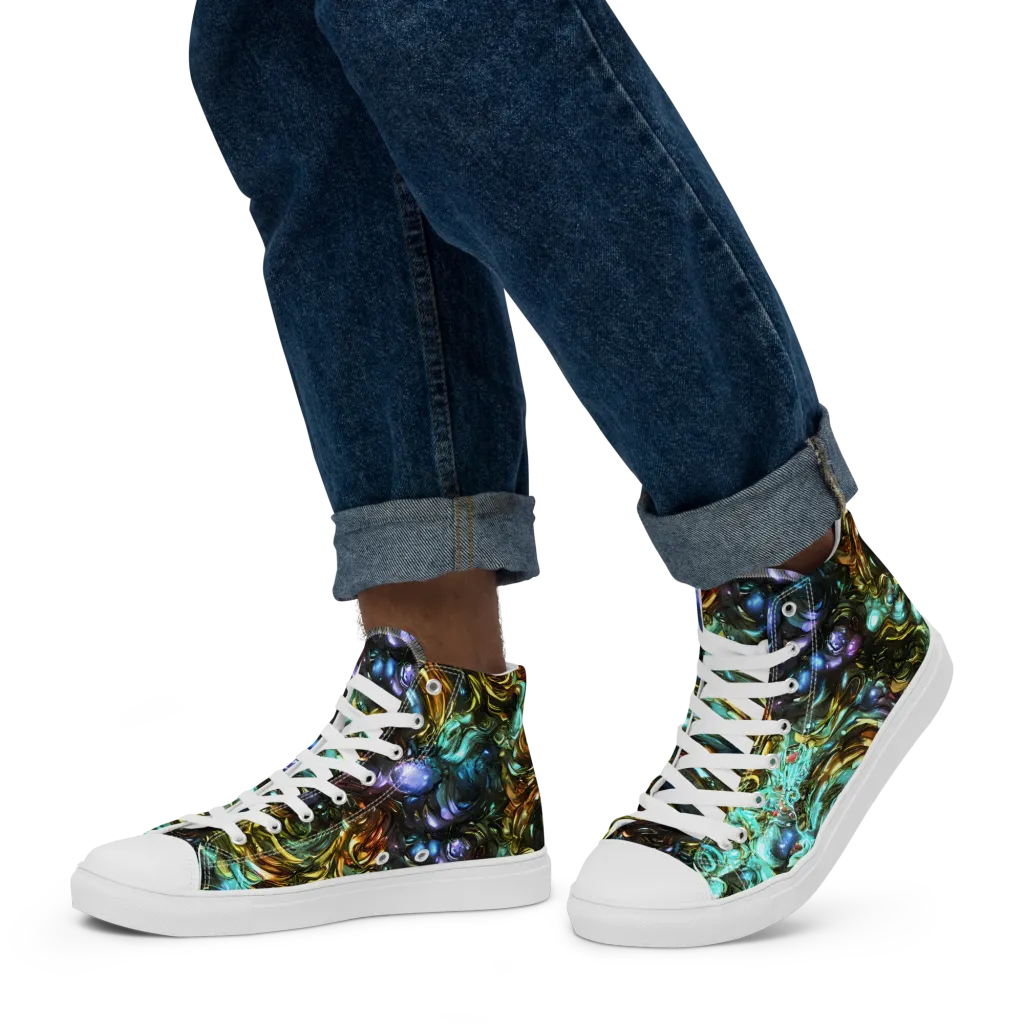 Liquid Dynasty on Men's High Top Canvas Shoes — Left