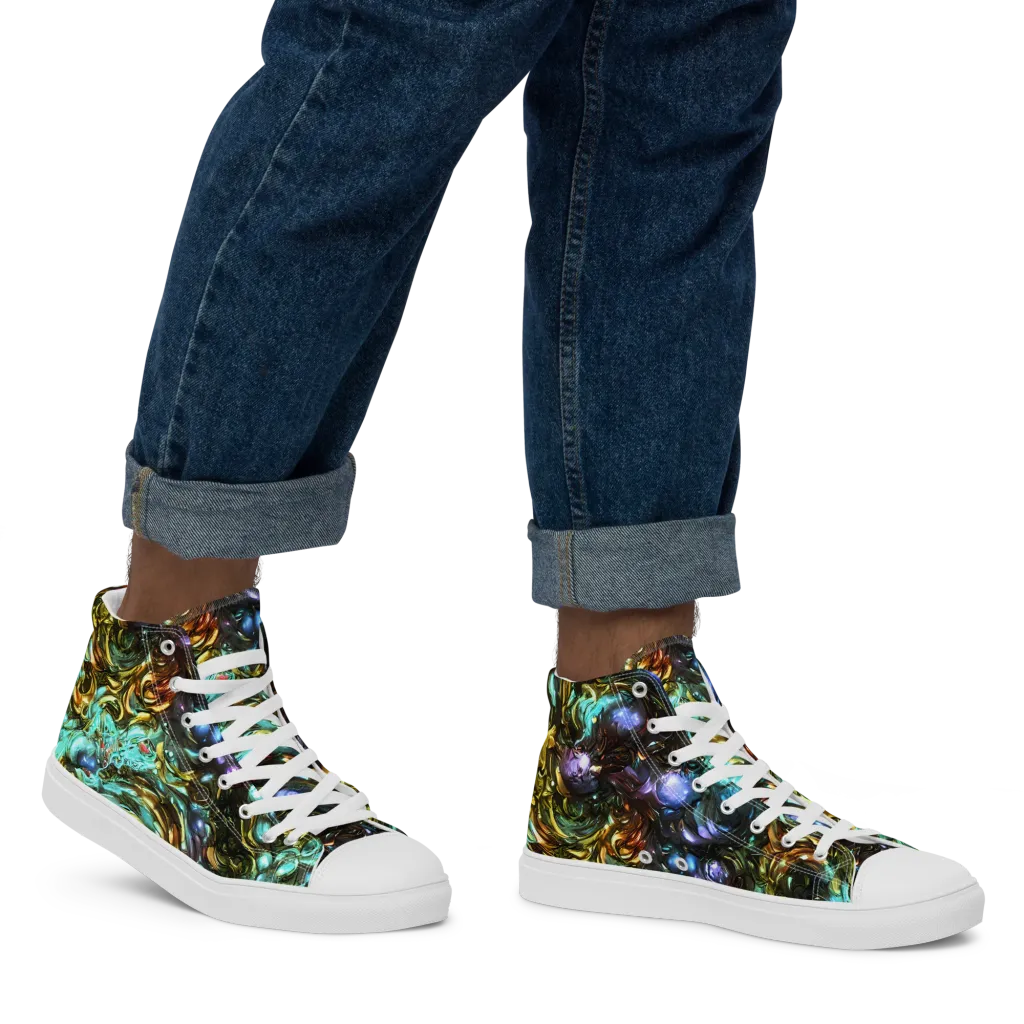Liquid Dynasty on Men's High Top Canvas Shoes — Right