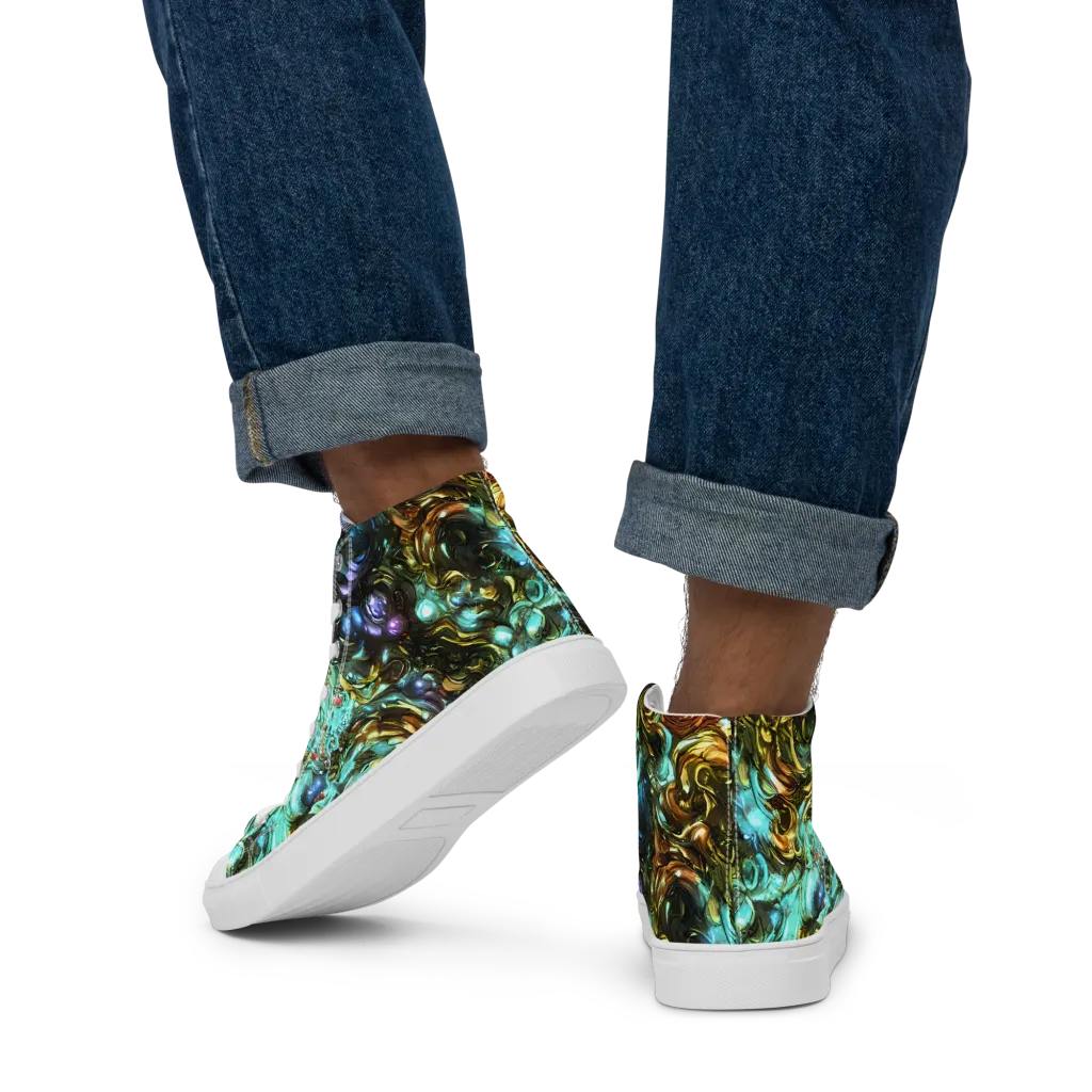 Liquid Dynasty on Men's High Top Canvas Shoes — Back