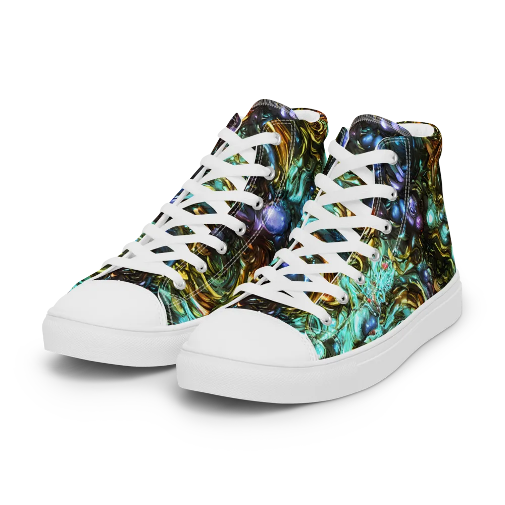 Liquid Dynasty on Women's High Top Canvas Shoes — Left Front