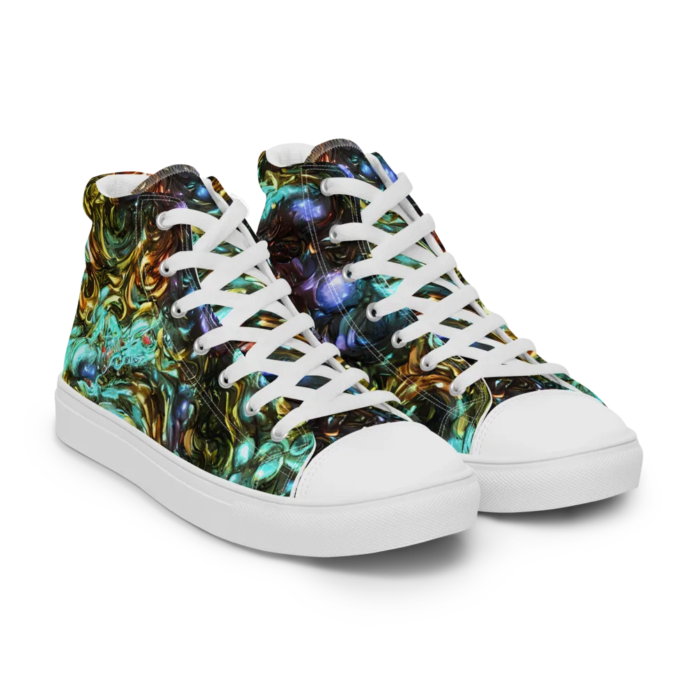 Liquid Dynasty on Women's High Top Canvas Shoes — Right Front