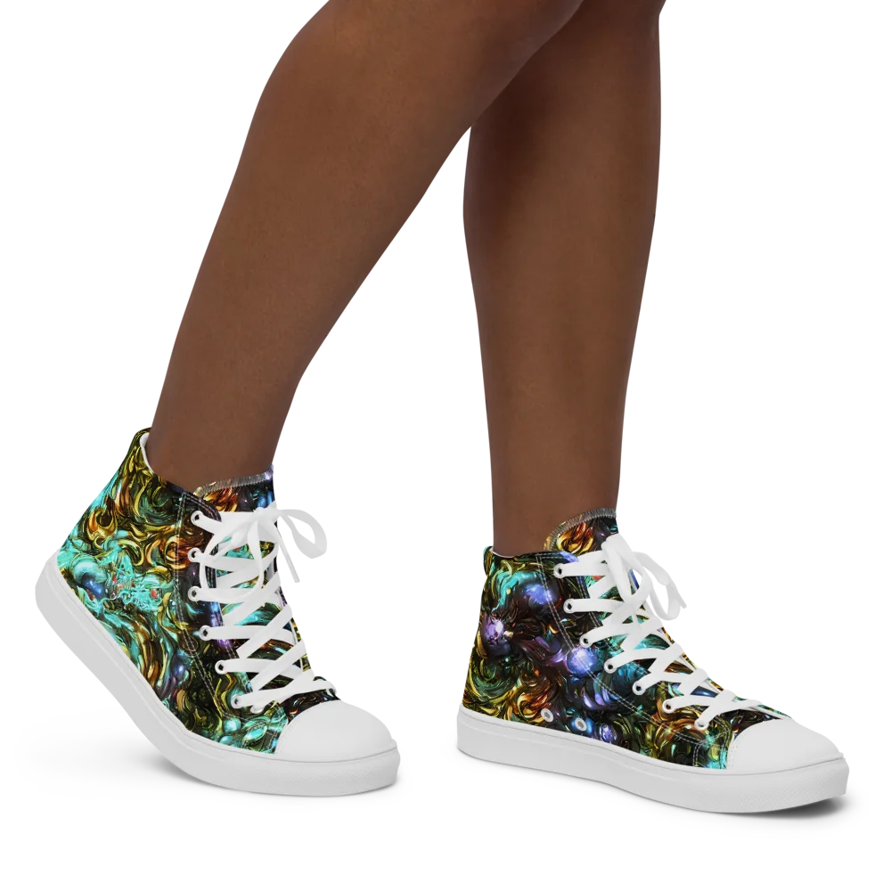 Liquid Dynasty on Women's High Top Canvas Shoes — Right