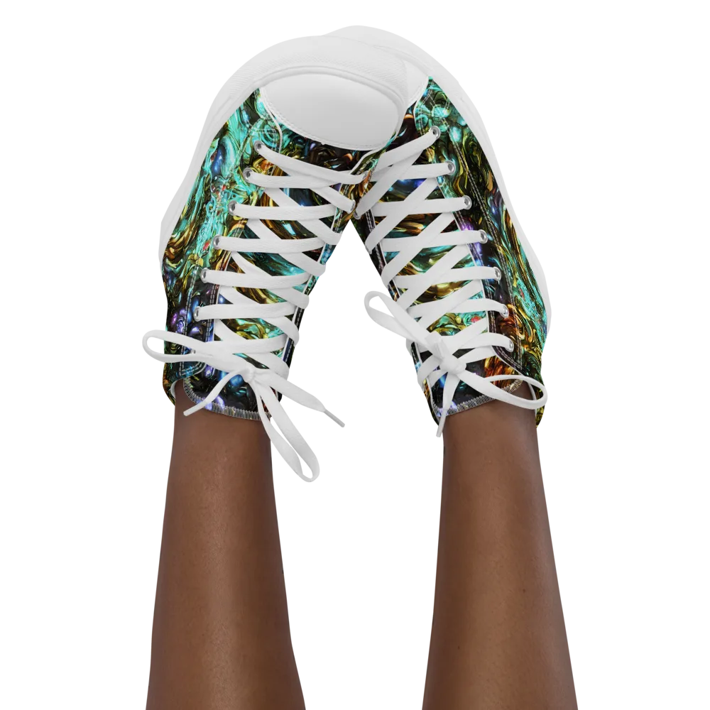 Liquid Dynasty on Women's High Top Canvas Shoes — Front