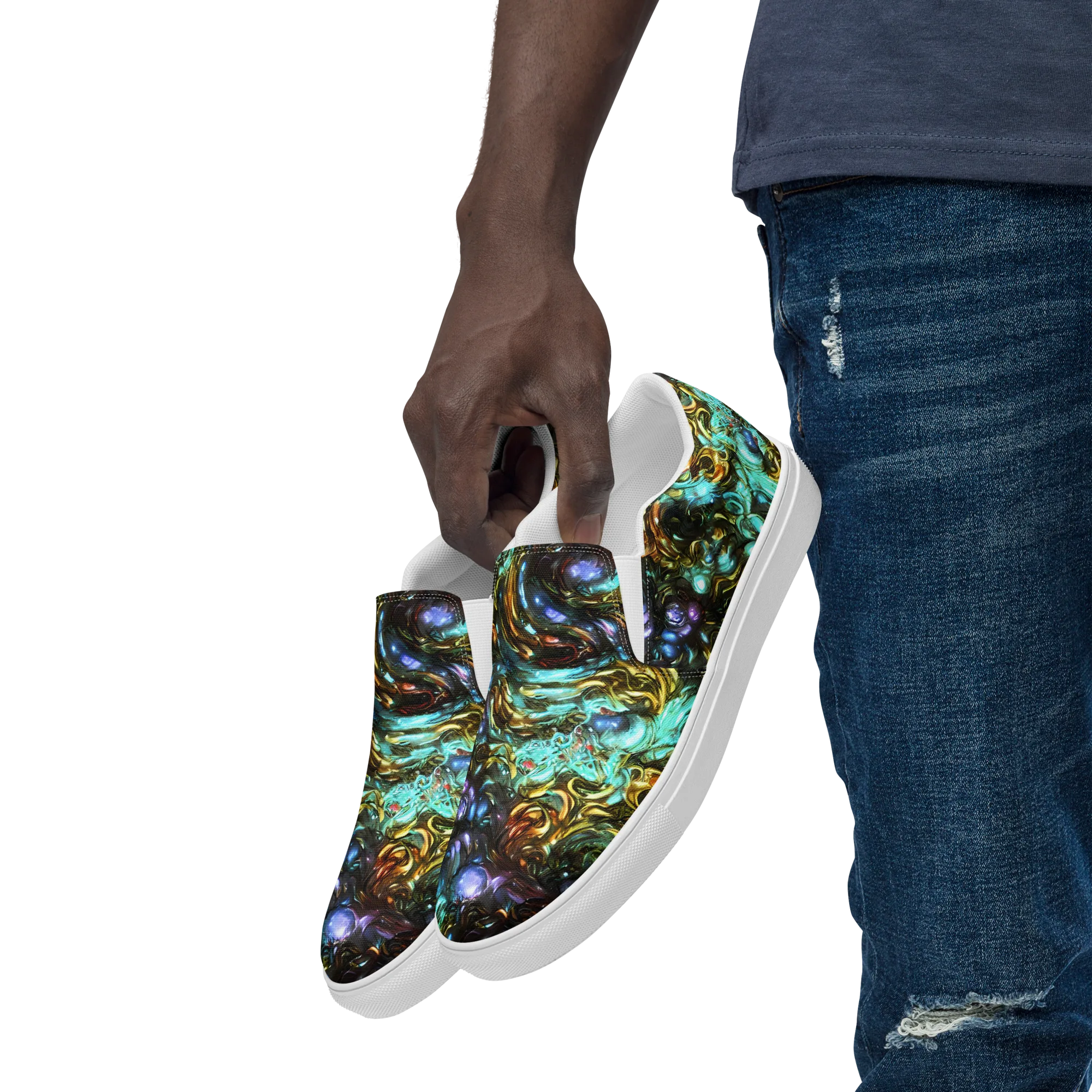 Liquid Dynasty on Men's Slip-On Canvas Shoes — Left Front