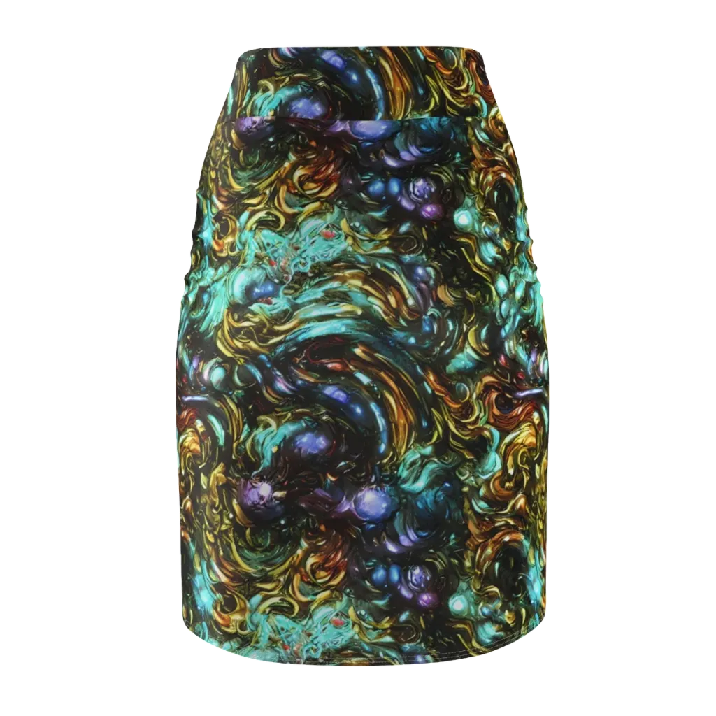Liquid Dynasty on Pencil Skirt — Back