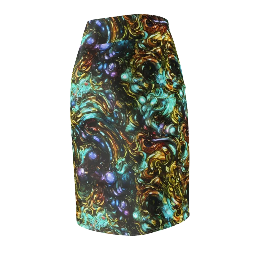 Liquid Dynasty on Pencil Skirt — Back Side