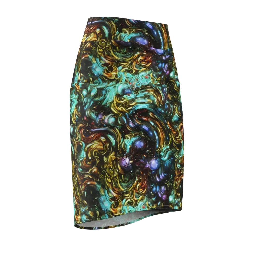Liquid Dynasty on Pencil Skirt — Front Side