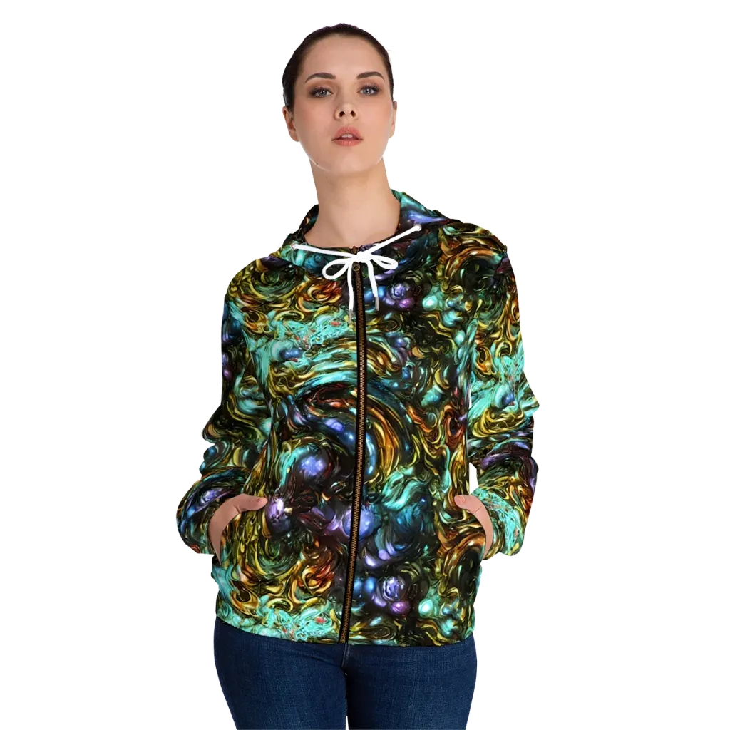 Liquid Dynasty on Women's Full-Zip Hoodie — Front On Person