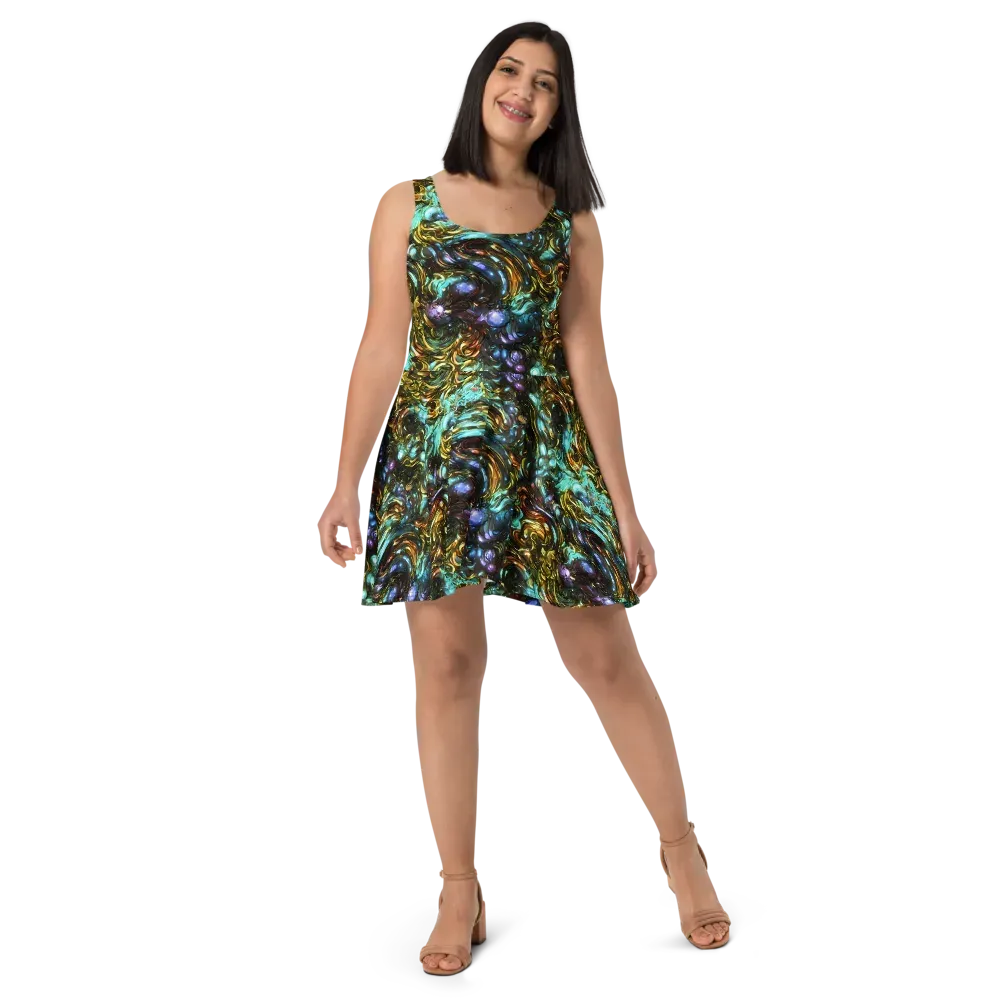 Liquid Dynasty on Skater Dress — Front