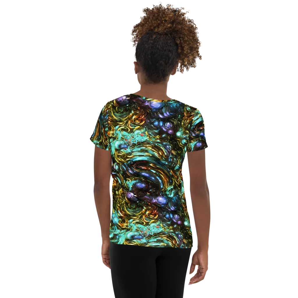 Liquid Dynasty on Women's Athletic T-Shirt — Back