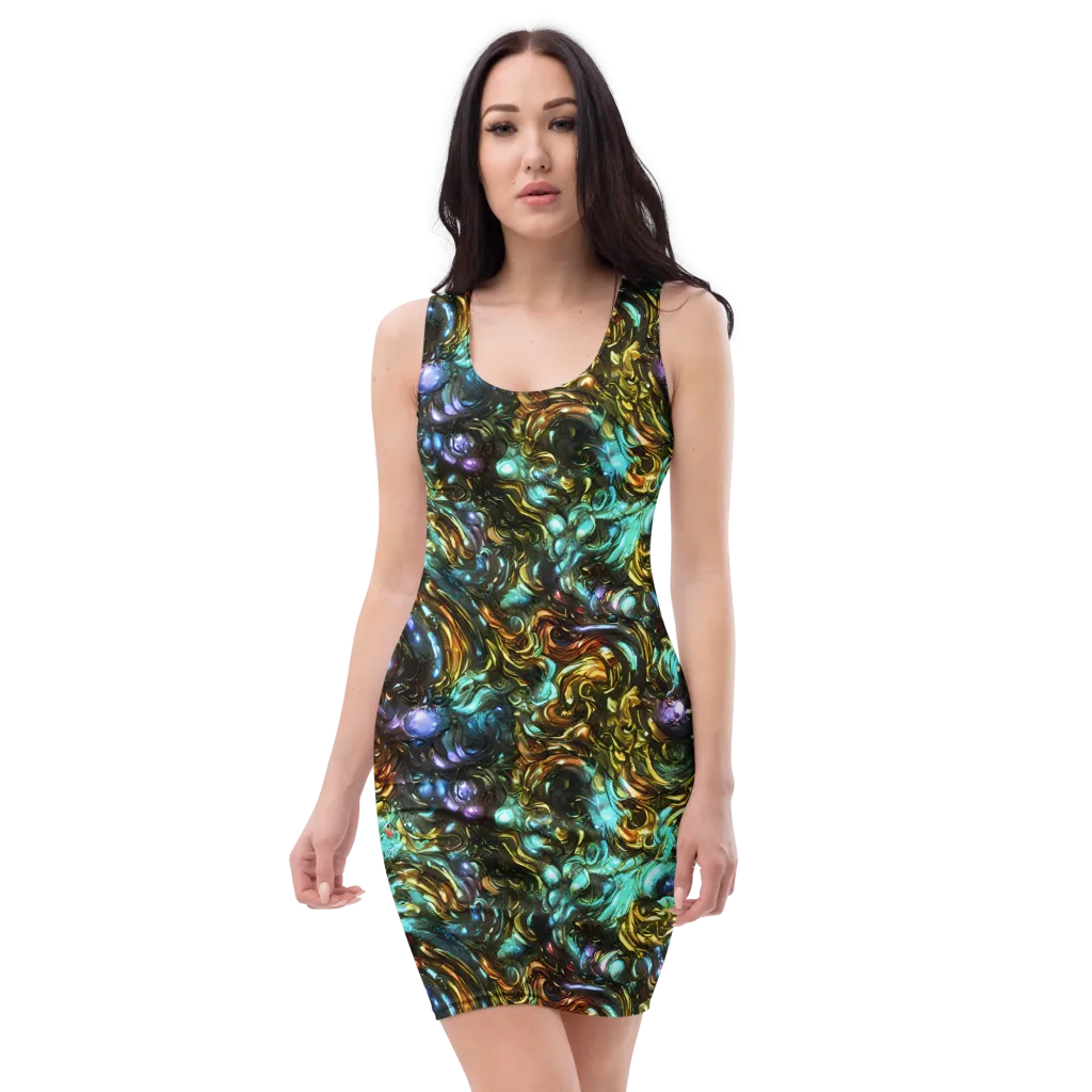 Liquid Dynasty on Bodycon Dress — Front